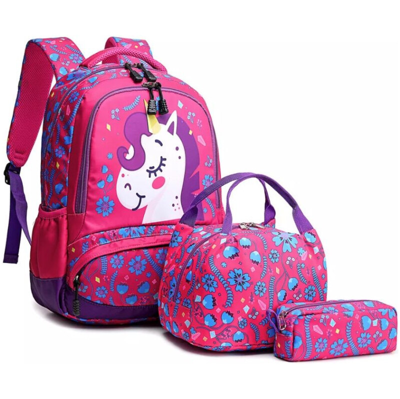 Meisohua Meiso Dievčenský školský batoh 3v1 jednorožec s kvetmi 17L 65226320