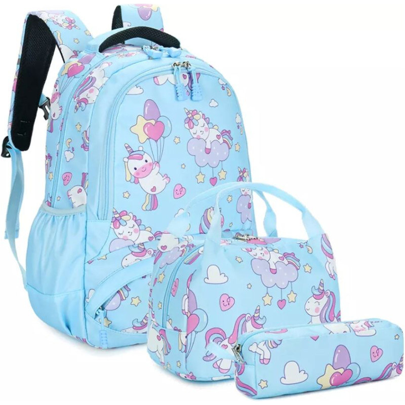 Meisohua Meiso Dievčenský školský batoh set 3v1 Jednorožec na mráčiku 65226325