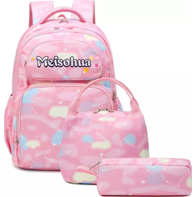 Meisohua Meiso Dievčenský školský batoh set 3v1 Mráčik 18L 65226491