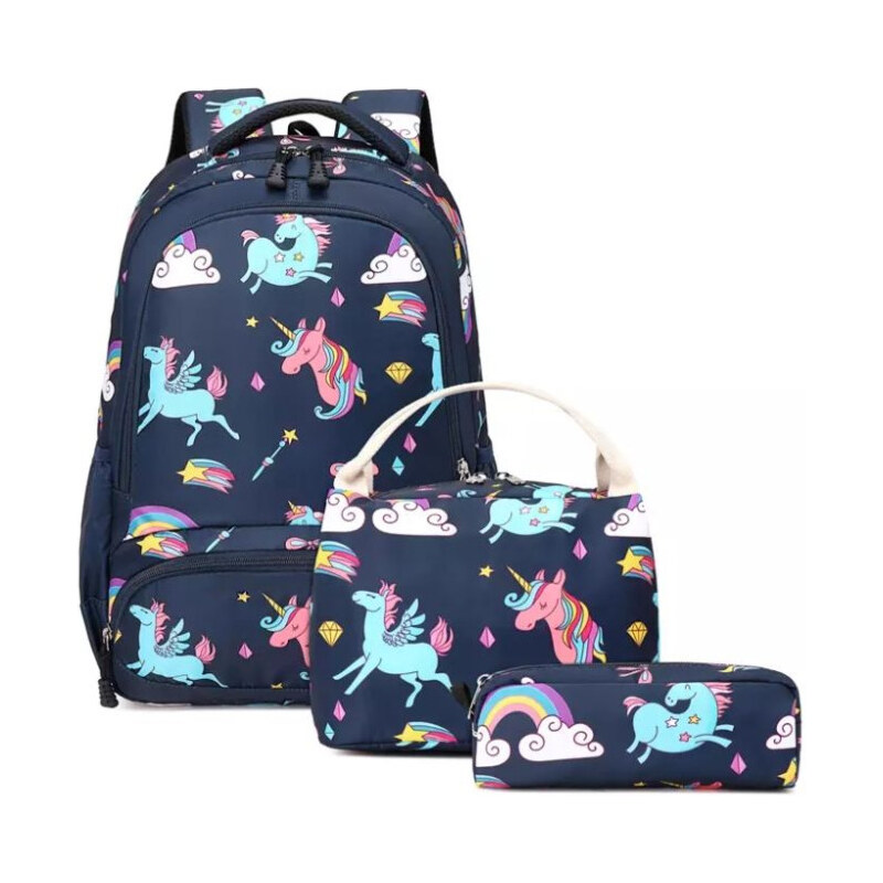 Meisohua Meiso Dievčenský školský batoh set 3v1 Jednorožec s krídlami 65226497