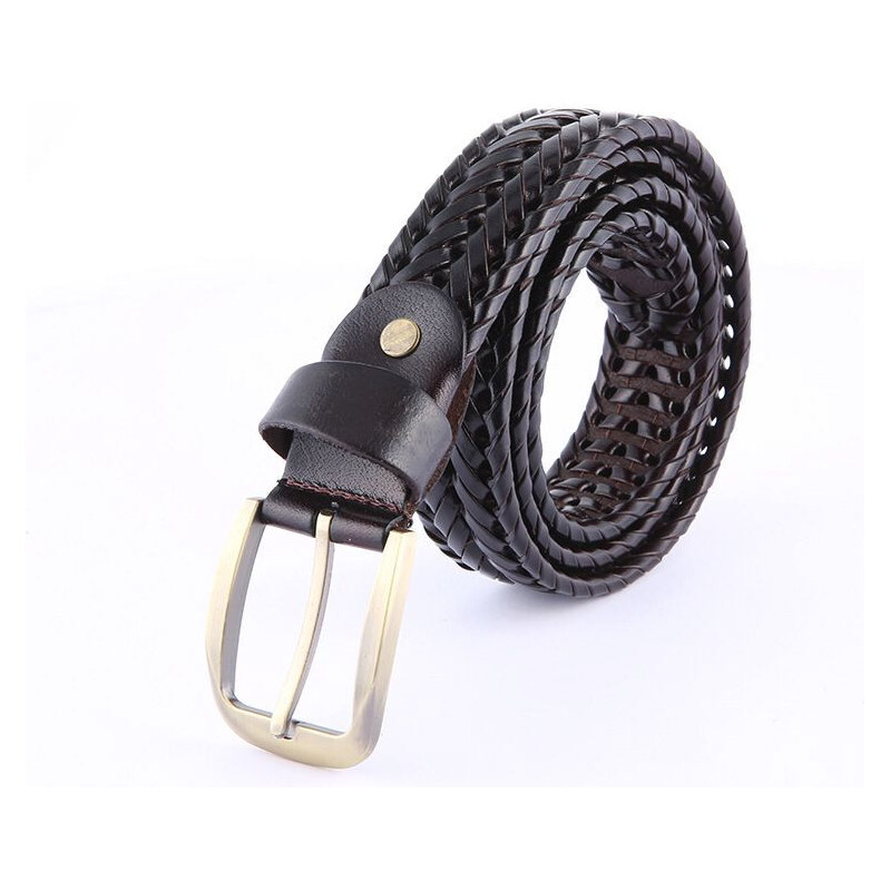 GaoDa Pánsky pletený kožený opasok Tangle Man Tmavo hnedý 65226526