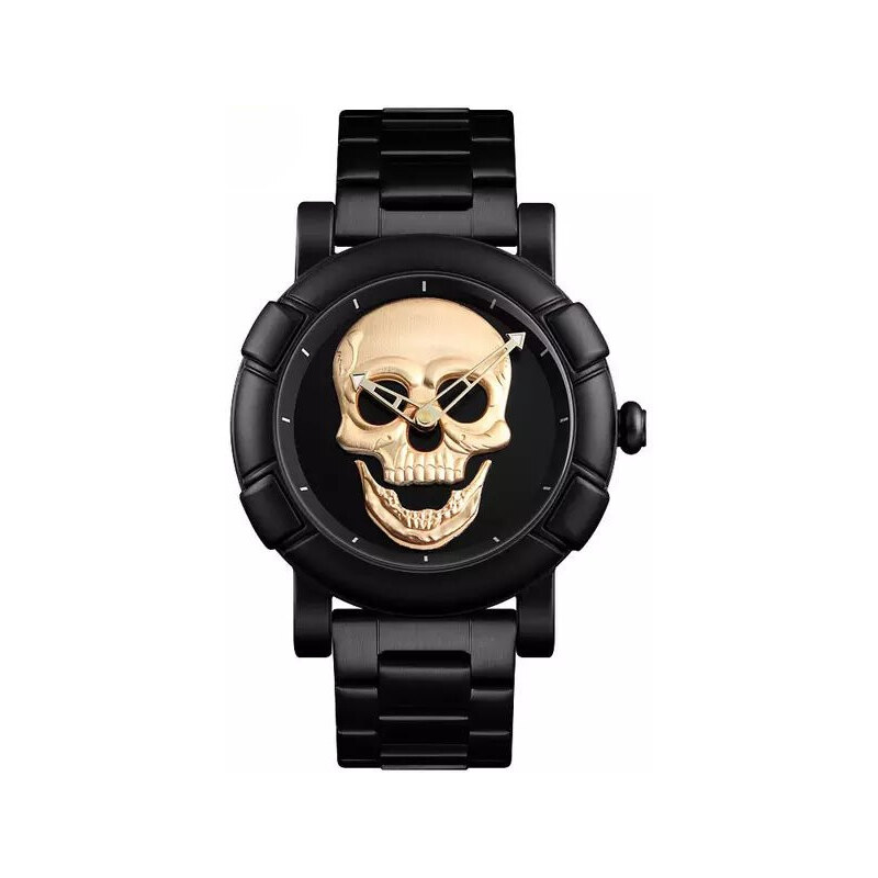 SKMEI pánske hodinky Skull Punk - Zlaté 65226547