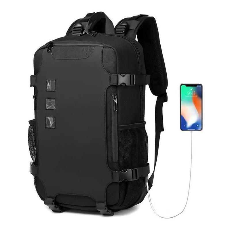 Ozuko cestovný aj školský batoh s USB Damian Čierny 17 l 65226563