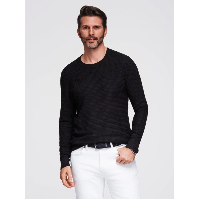 Ombre Clothing Jedinečný čierny sveter so vzorom V3 SWSW-0181 65233428