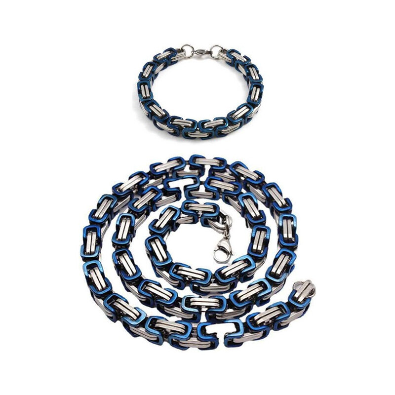 Impress Jewelry Sada z chirurgickej ocele Be Hard Modrá / retiazka a 65226868