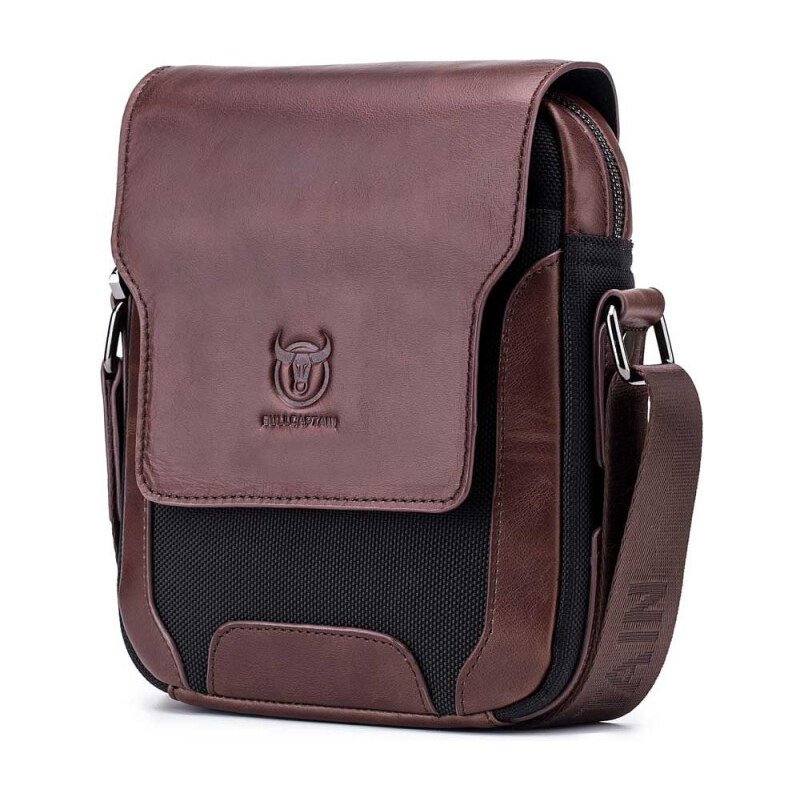 Bullcaptain pánska kožená messenger taška Rainier Hnedá 65226951