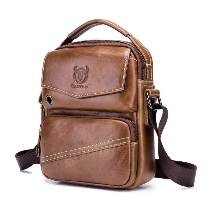 Bullcaptain pánska kožená taška messenger Sabas Khaki 65226970