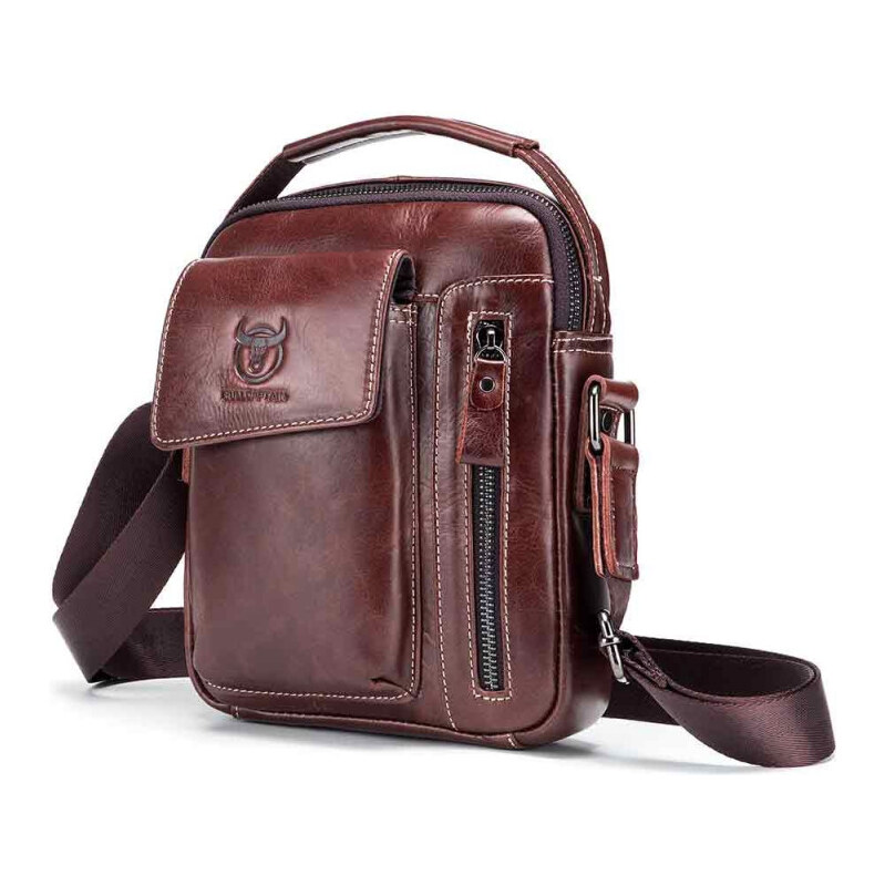 Bullcaptain pánska kožená taška messenger Evroult Tmavo Hnedá 65226974