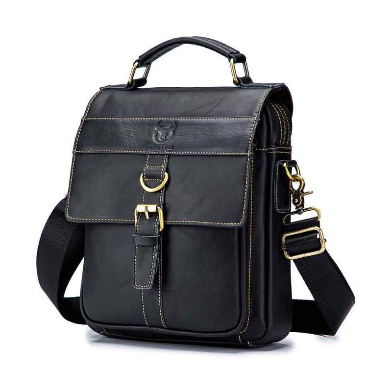 Bullcaptain pánska kožená messenger taška Gentien Čierny 65226976