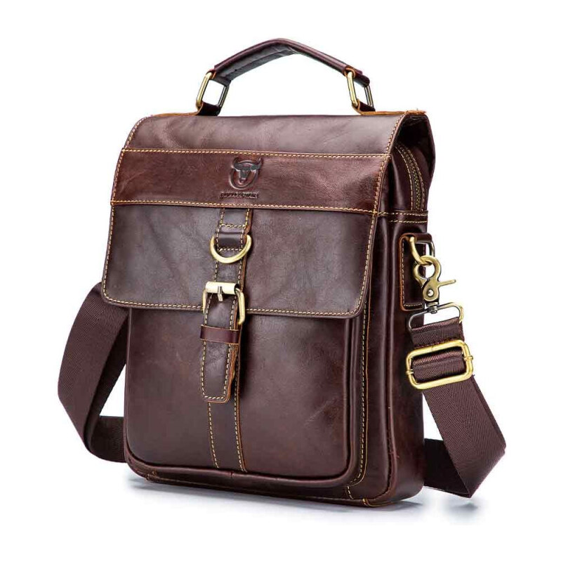 Bullcaptain pánska kožená messenger taška Gentien Hnedá 65226977