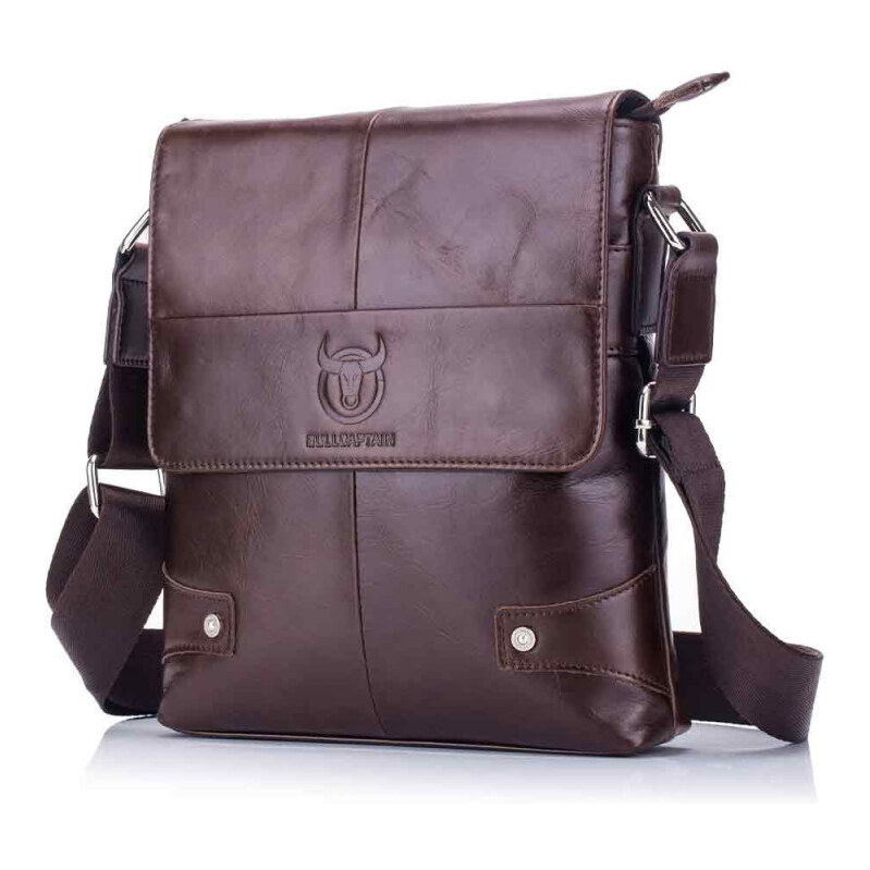 Bullcaptain pánska kožená messenger taška Folcuin Hnedá 65226992