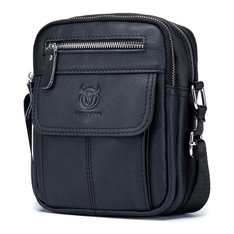 Bullcaptain pánska kožená messenger taška Laurent Čierna 65227005