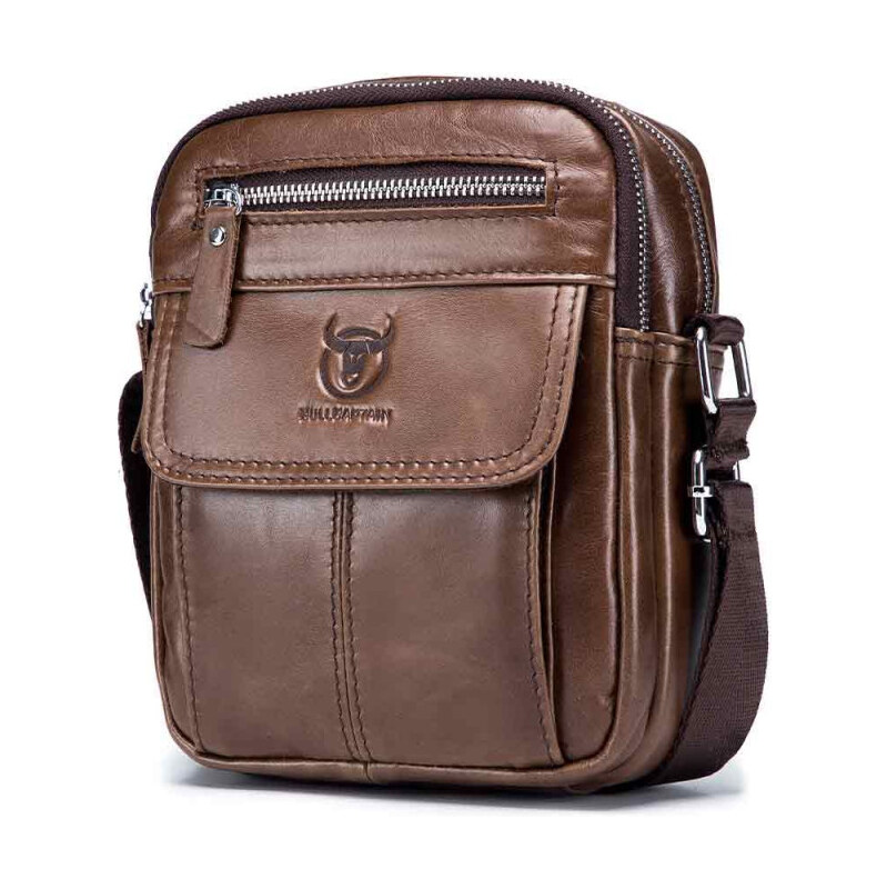 Bullcaptain pánska kožená messenger taška Laurent Hnedá 65227006