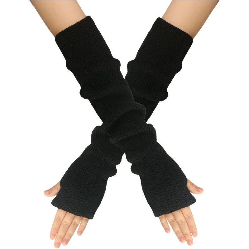 Cixi Dlhé rukavice bez prstov Čierne pletené 65227093