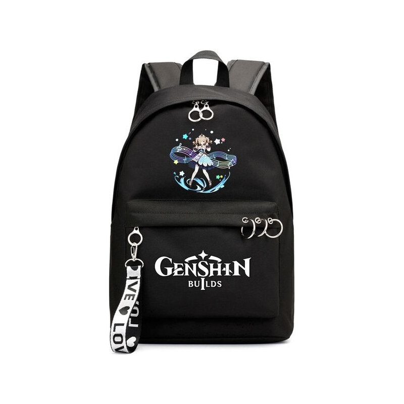 Lifestyle Dievčenský batoh s krúžkami nápisy GENSHIN Love Modrý 18L 65227071