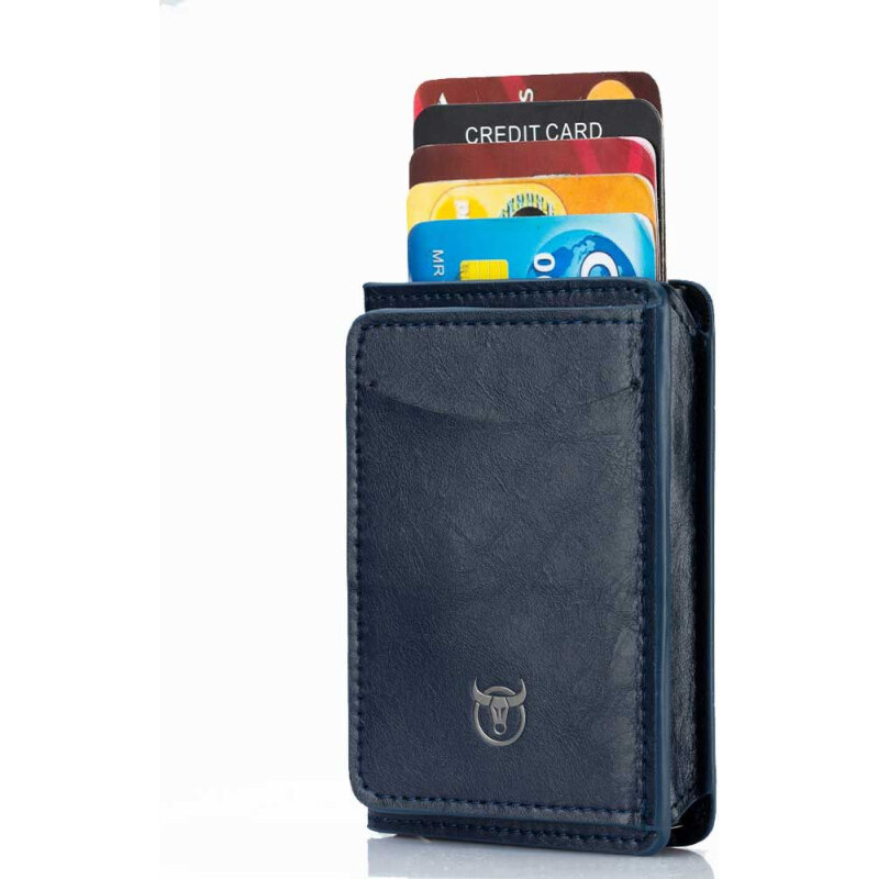 E-shop BULLCAPTAIN kožená hliníková dokladovka RFID Modrá
