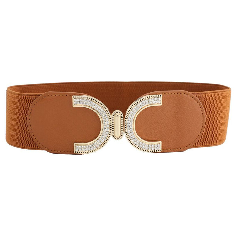 Lifestyle Dámsky elastický opasok s kryštálmi Smaida Hnedý 65227155