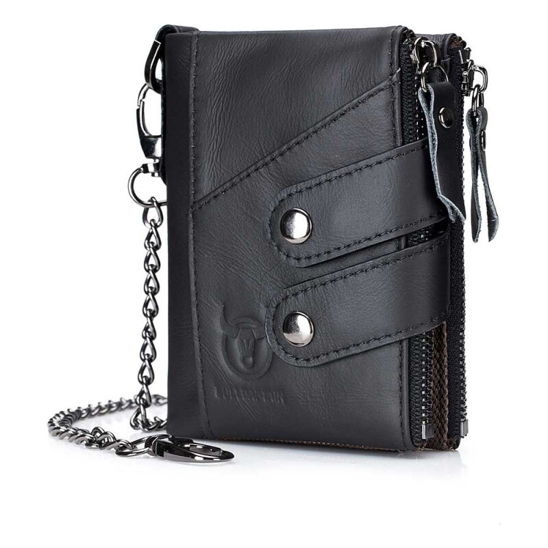 Bullcaptain kožená peňaženka s retiazkou Thurid Čierna 65227168