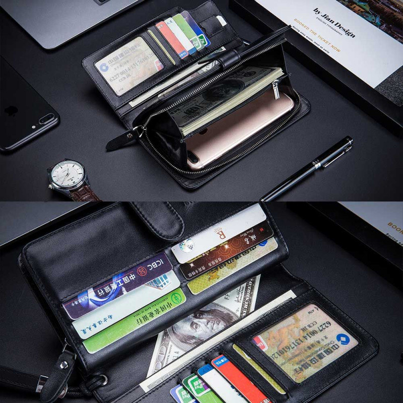 Bullcaptain kožená dlhá peňaženka Maurus Čierna