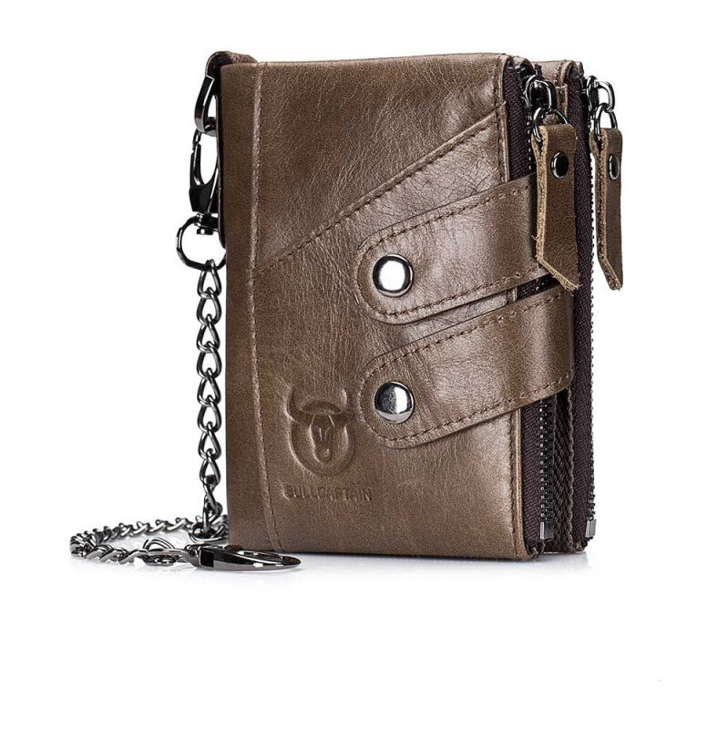 Bullcaptain kožená peňaženka s retiazkou Thurid Hnedá 65227171