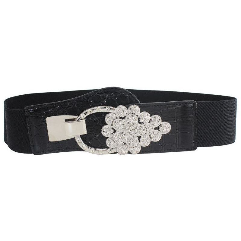 Lifestyle Dámsky elastický elegantný opasok s brošňou Čierny 65227213