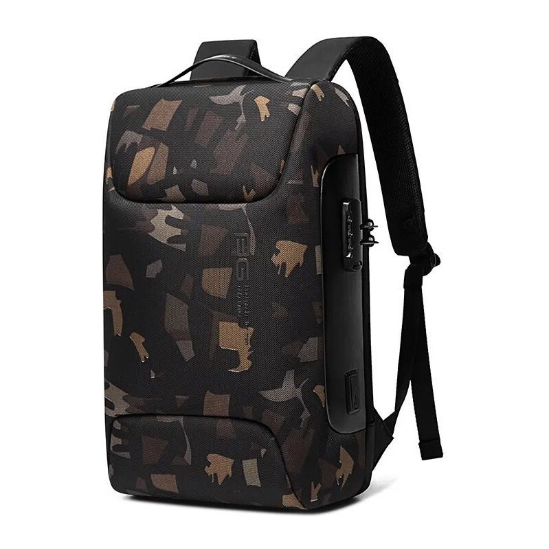 BANGE Business batoh s USB + zámok Parcual Camo 23L 65227252