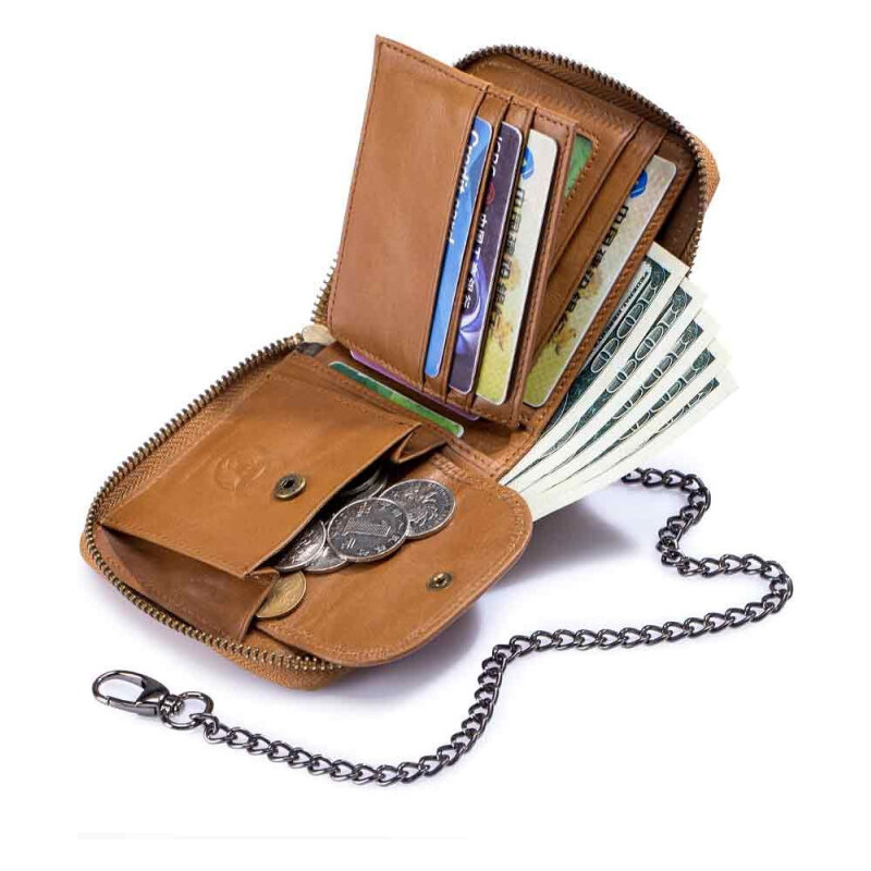 Bullcaptain kožená peňaženka s retiazkou Gwen Camel