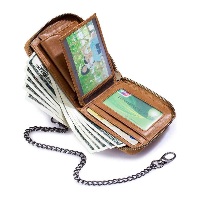 Bullcaptain kožená peňaženka s retiazkou Gwen Camel