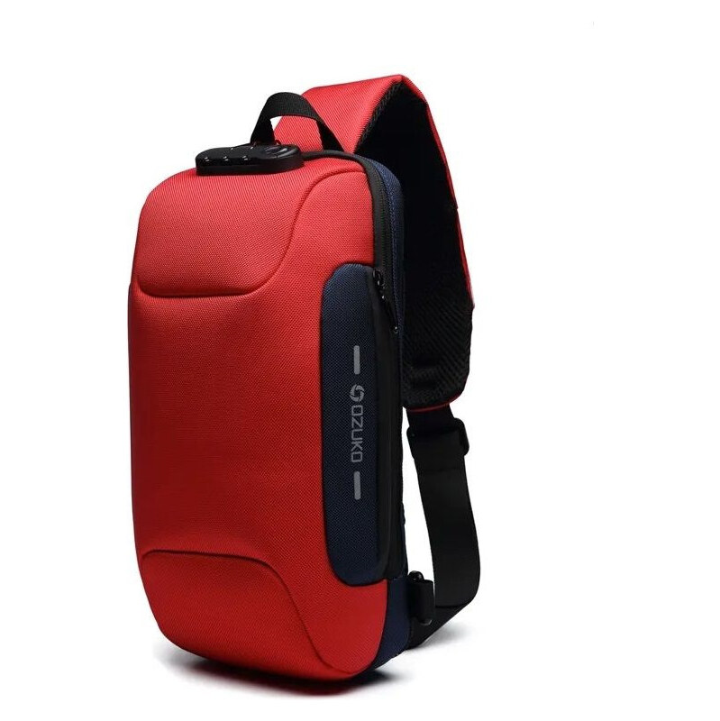 Ozuko outdoor batoh cez rameno s USB + zámok Boucher červený 5L 65227418