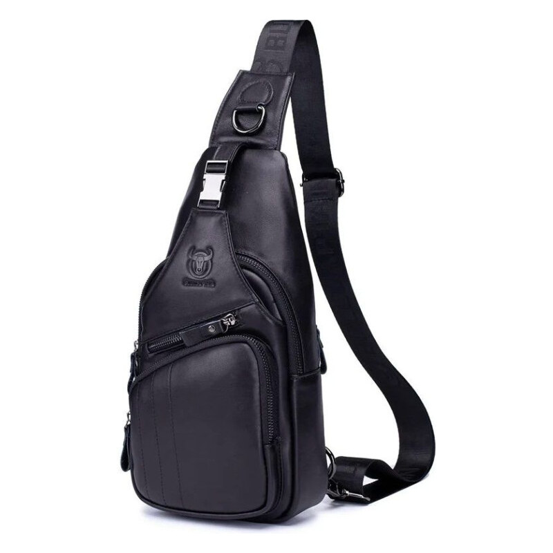 Bullcaptain kožená taška cez rameno Adalard Čierna 5L 65227501