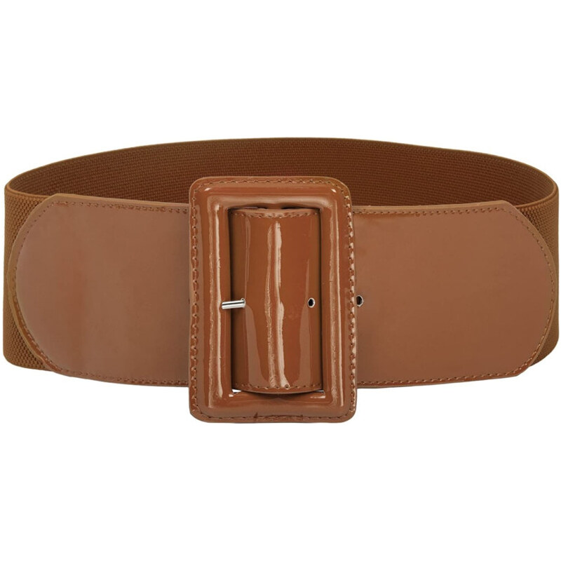 Lifestyle Dámsky strečový široký lesklý opasok Casila Hnedý 65227497