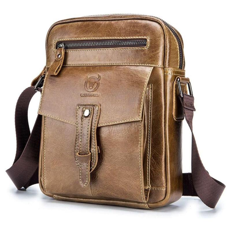Bullcaptain pánska kožená messenger taška Colman Hnedá 65227528
