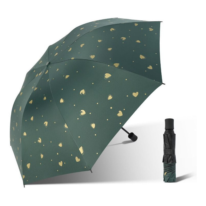 Carla Dámsky skladací dáždnik so srdiečkami Zelený 65227540