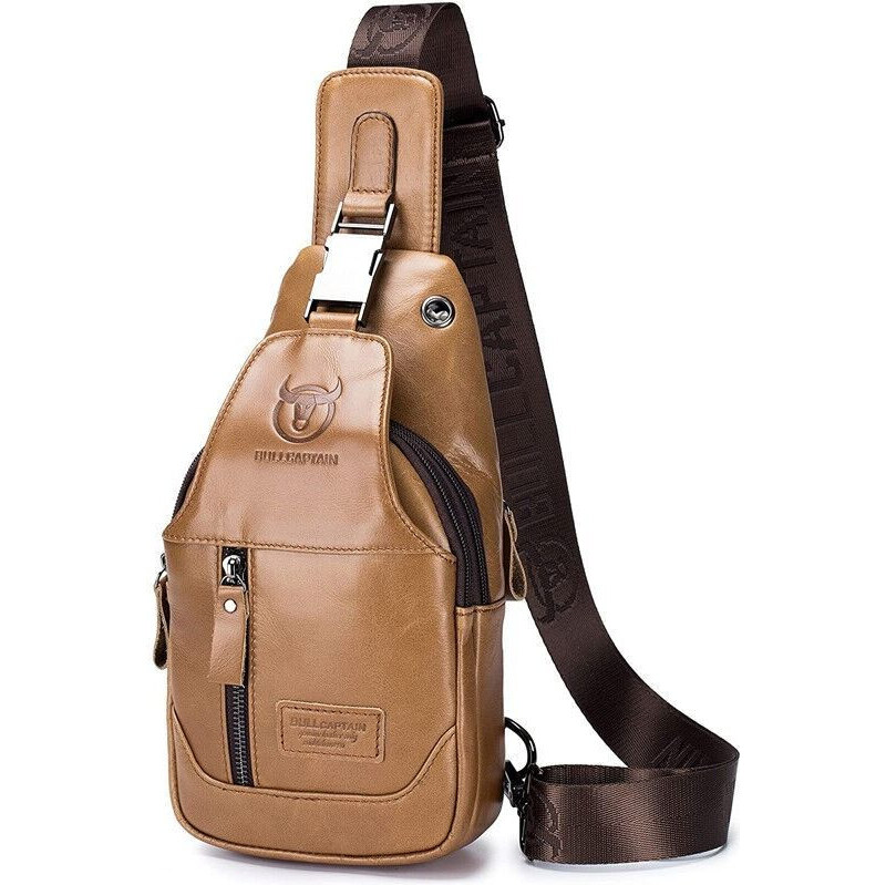 Bullcaptain kožená taška cez rameno Tarald Camel 5L 65227665