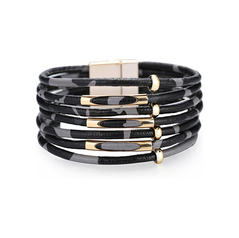 Lodestar Sedemradový náramok Animal Leopard Šedý 65227680