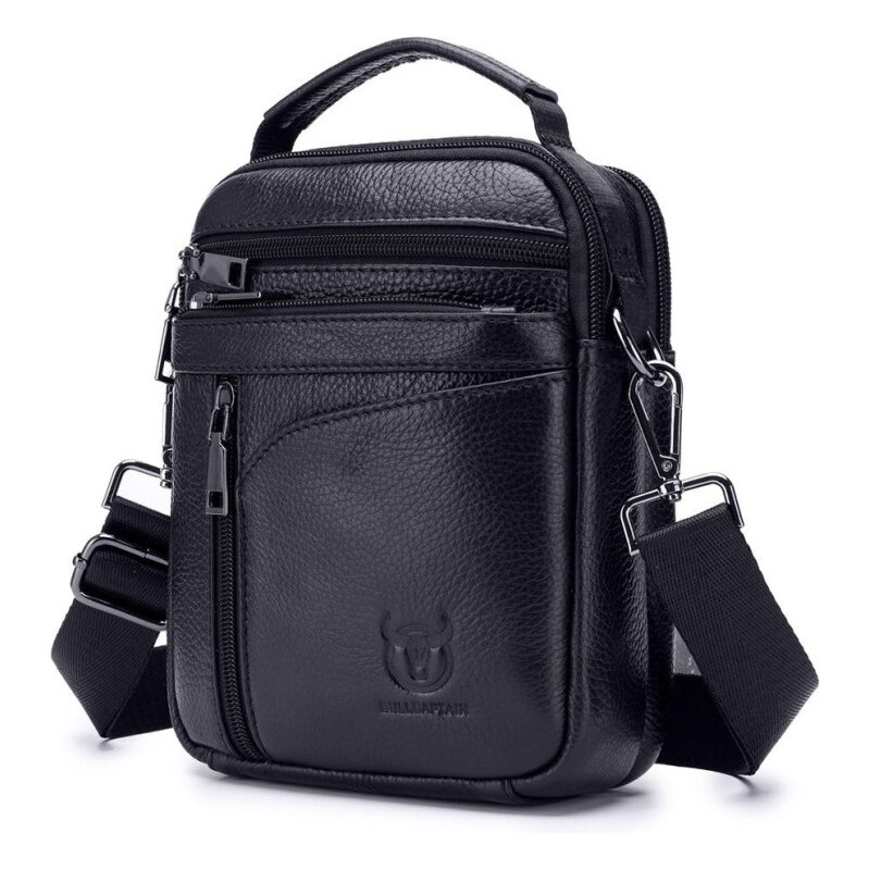 Bullcaptain pánska kožená taška messenger Amaro Čierna 3L 65227773
