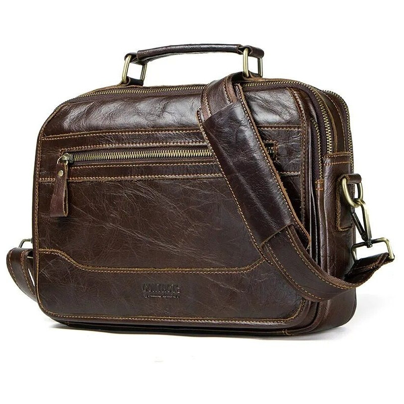 Contacts pánska kožená taška Gervin Hnedá 6L 65227784