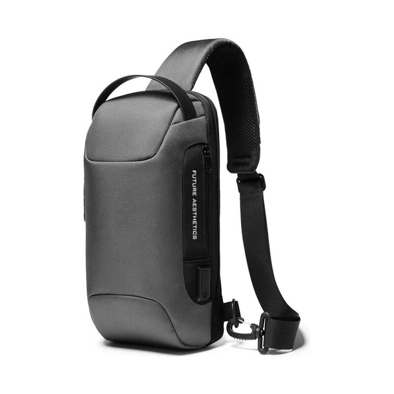 BANGE batoh cez rameno s USB + zámok Rambo Šedý 7L 65227891