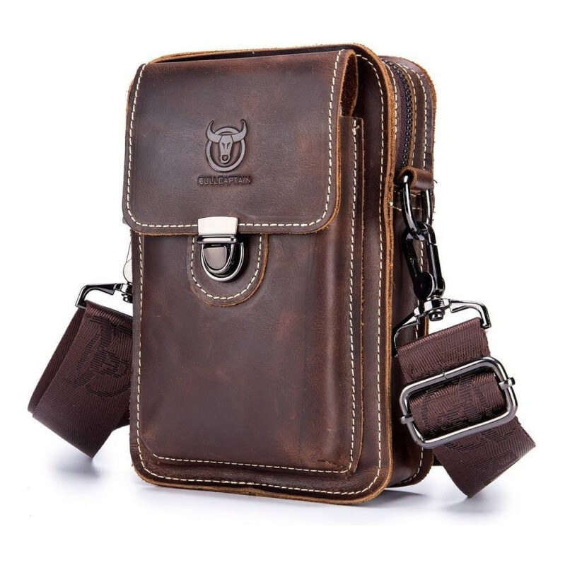 Bullcaptain pánska kožená taška aj ľadvinka Barbe Hnedá 65227912