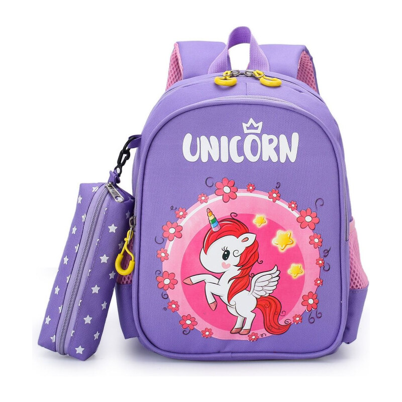 Lifestyle Detský batôžtek s Jednorožcom s vreckom Fialový 6L 65227955
