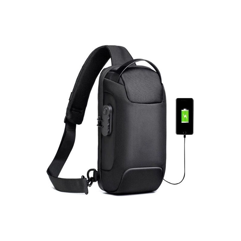 Weixier outdoor batoh cez rameno s USB Eliseo Čierny 5 l 65226067