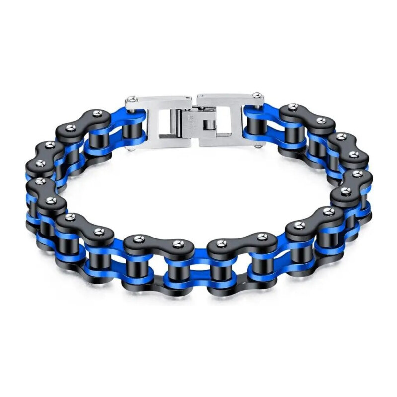 Impress Jewelry Náramok z chirurgickej ocele Moto Chain - BlackBlue 65227988