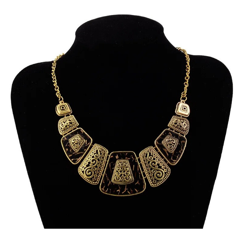 Lodestar Bižutérny masívny náhrdelník Vintage Wood Gold 65227989