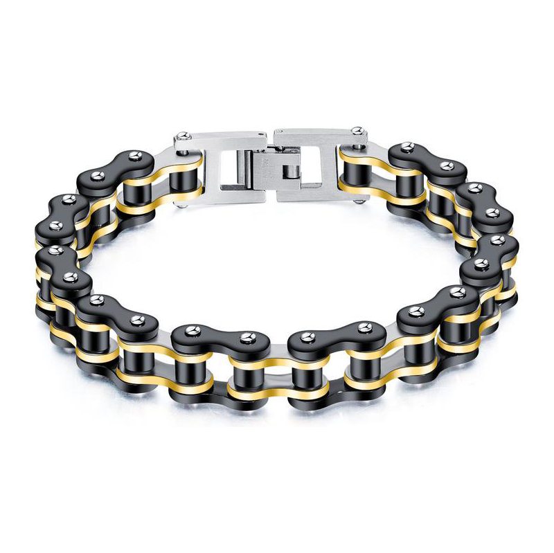 Impress Jewelry Náramok z chirurgickej ocele Moto Chain - BlackGold 65228007