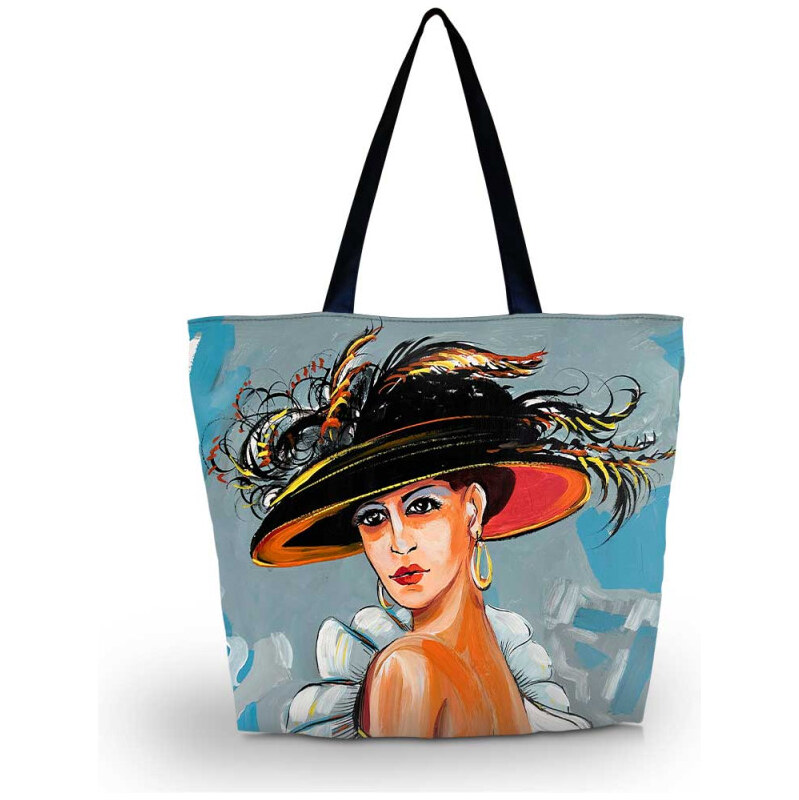 Huado nákupná a plážová taška - Dáma s klobúkom 65228036