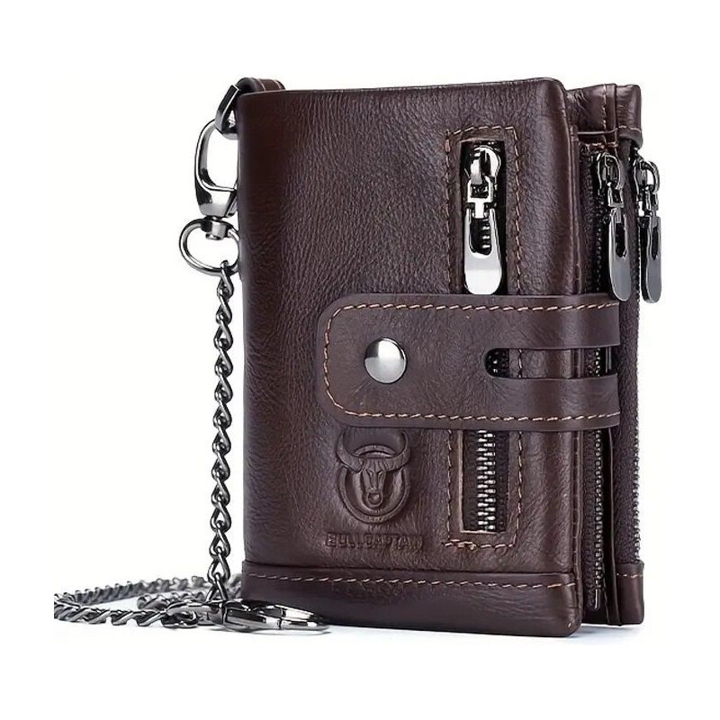 Bullcaptain kožená peňaženka s retiazkou Raitis Hnedá 65228107