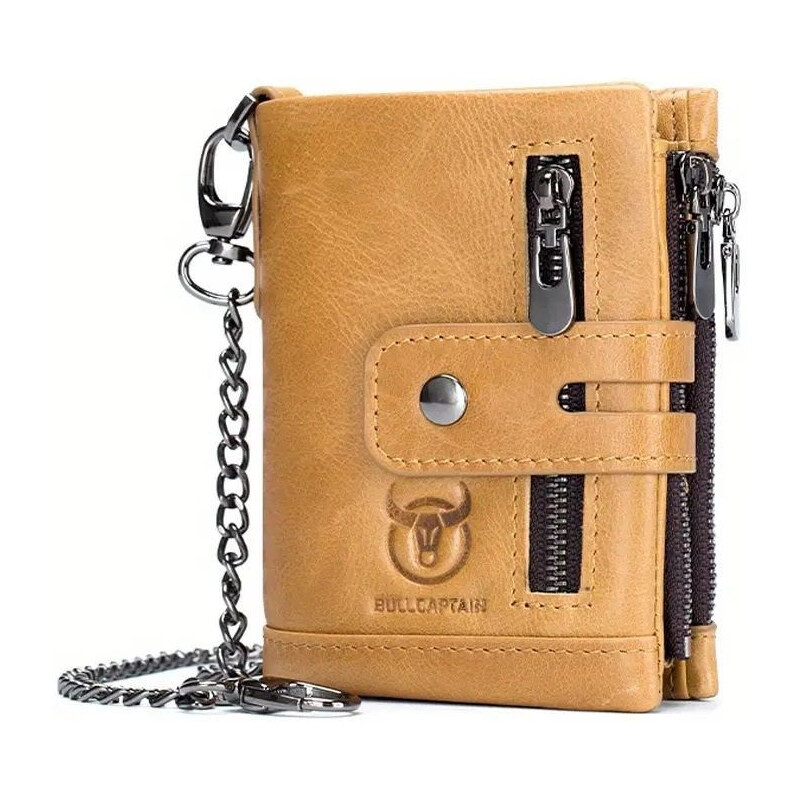 Bullcaptain kožená peňaženka s retiazkou Raitis Khaki 65228111