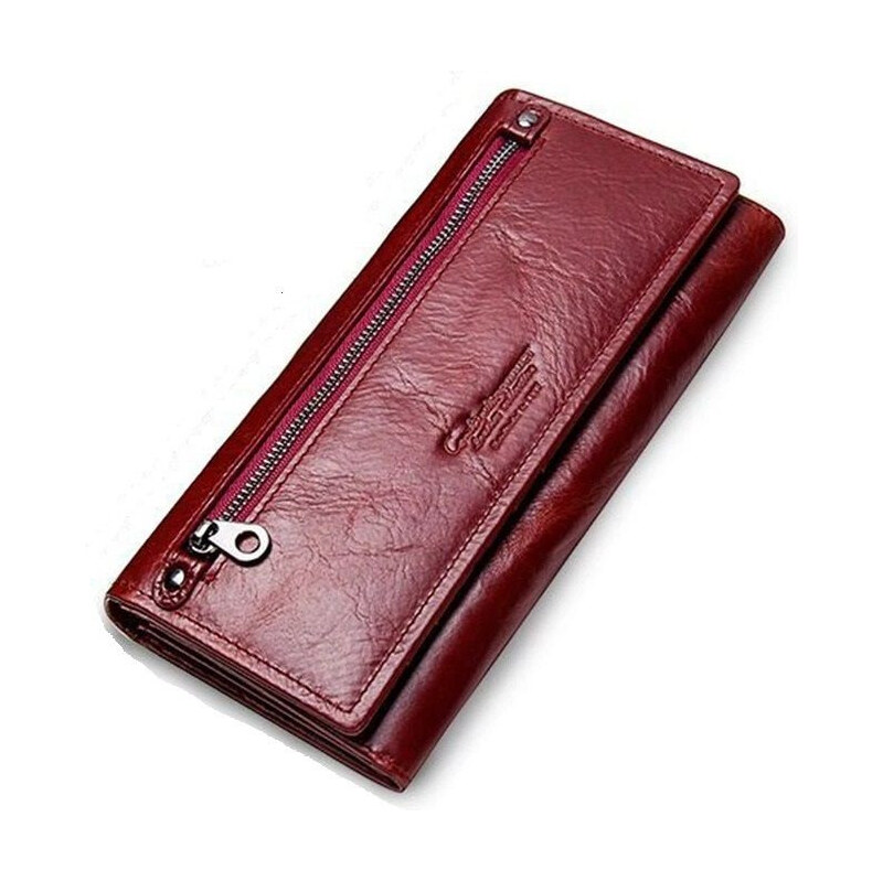 Contacts dámska dlhá kožená peňaženka Zunino Bordová 65228130