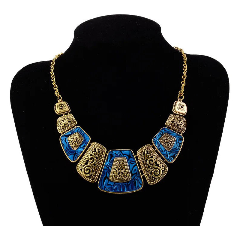 Lodestar Bižutérny náhrdelník Vintage Wood Zlato-modrý 65228185