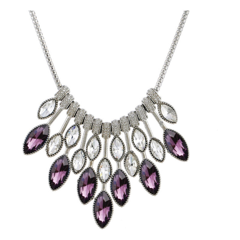 Lodestar Elegantný choker náhrdelník Night Drops Purpurový 65228187